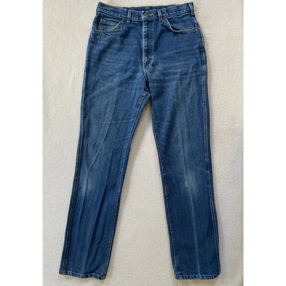 Lee Mens 33x34 (30x33) Straight Leg Jeans Blue Vintage Made in USA High Rise